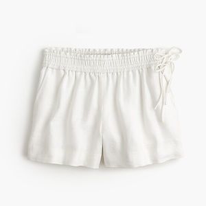 J.crew pleated drawstring linen shorts white